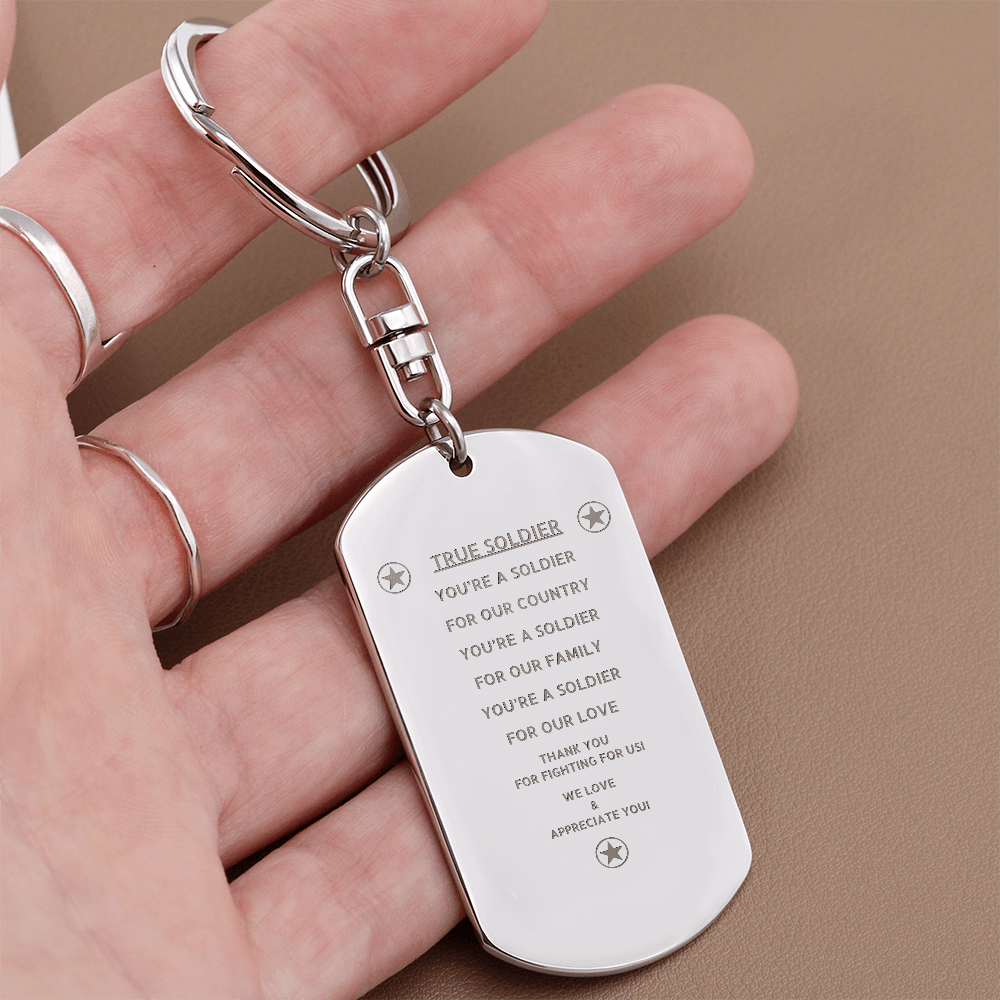 TRUE SOLDIER DOG TAG KEYCHAIN