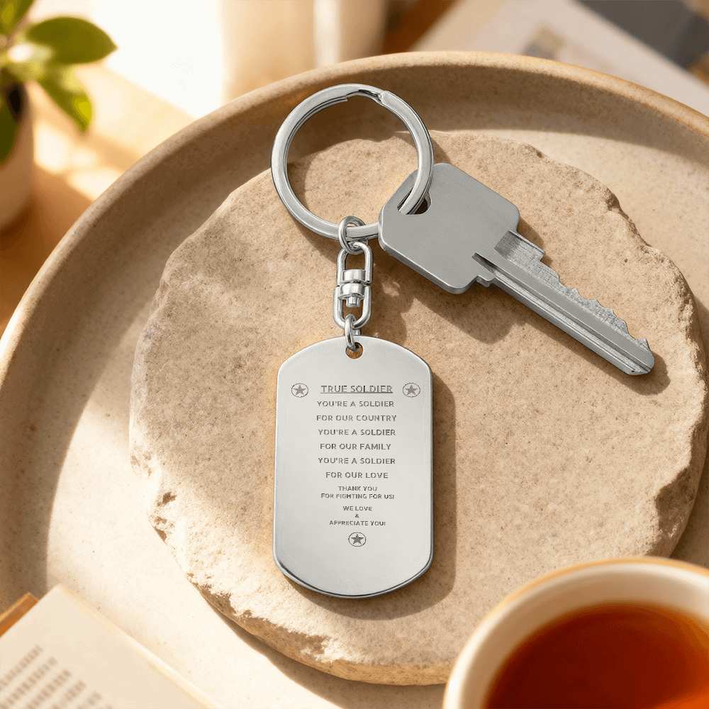 TRUE SOLDIER DOG TAG KEYCHAIN