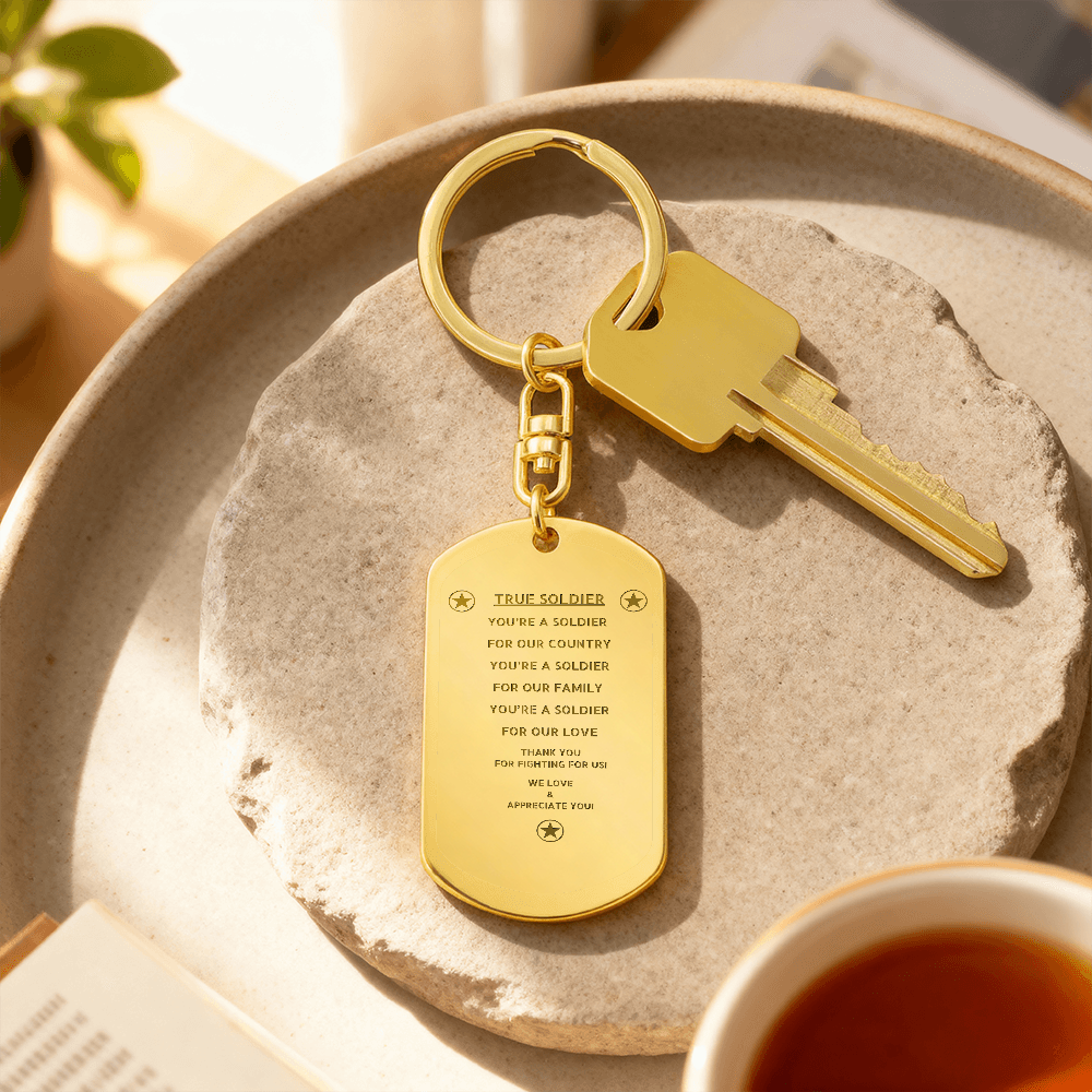 TRUE SOLDIER DOG TAG KEYCHAIN