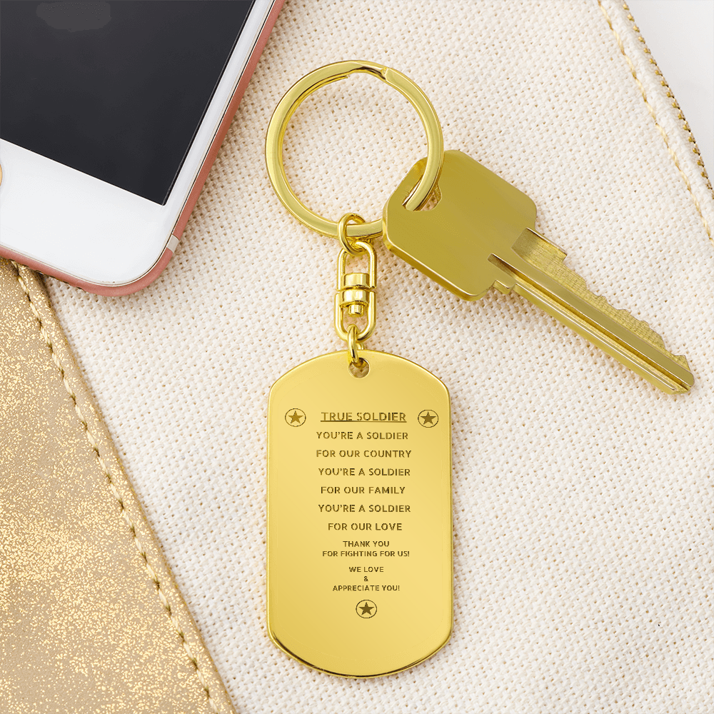 TRUE SOLDIER DOG TAG KEYCHAIN